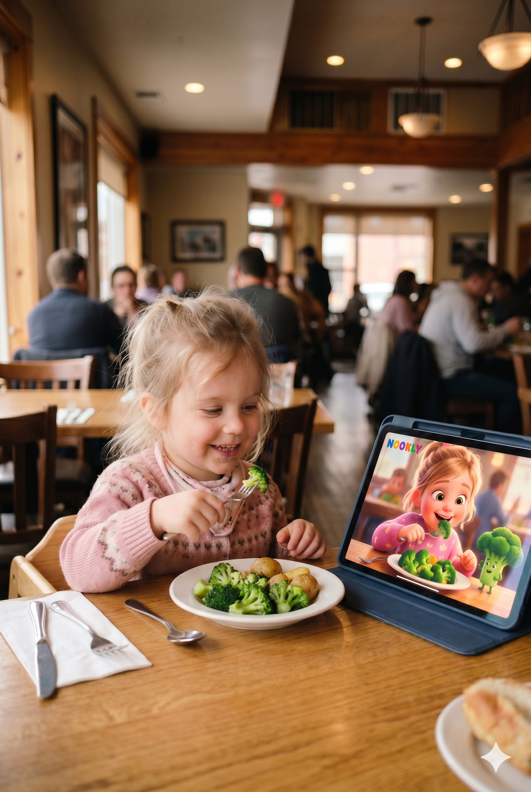 A child reading a personalized Nookly story